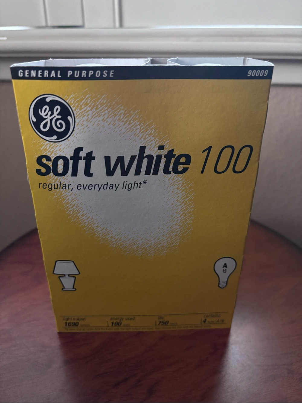 4-Pack GE Soft White 100W A19 Light Bulbs Old School 90009